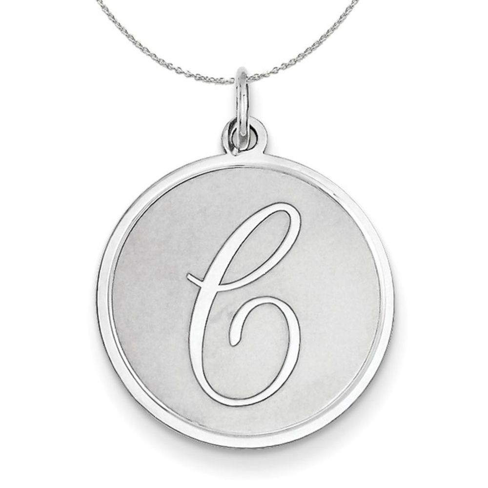 Silver, Makayla Collection, 20mm Disc Initial C Necklace - 20 In